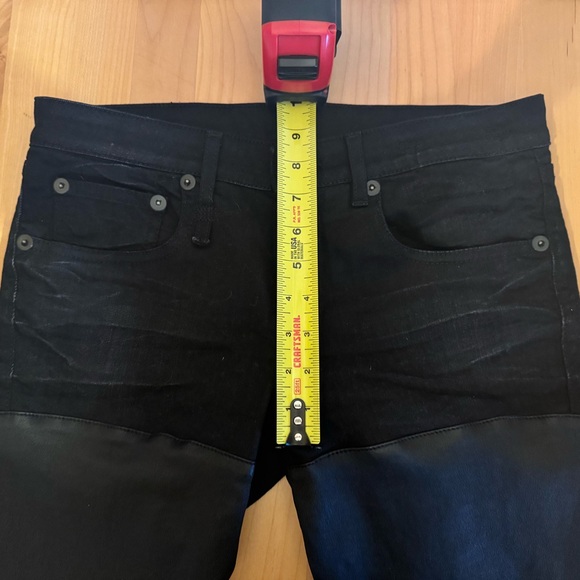 R13 Black denim leather pants, 27 - Picture 9 of 10